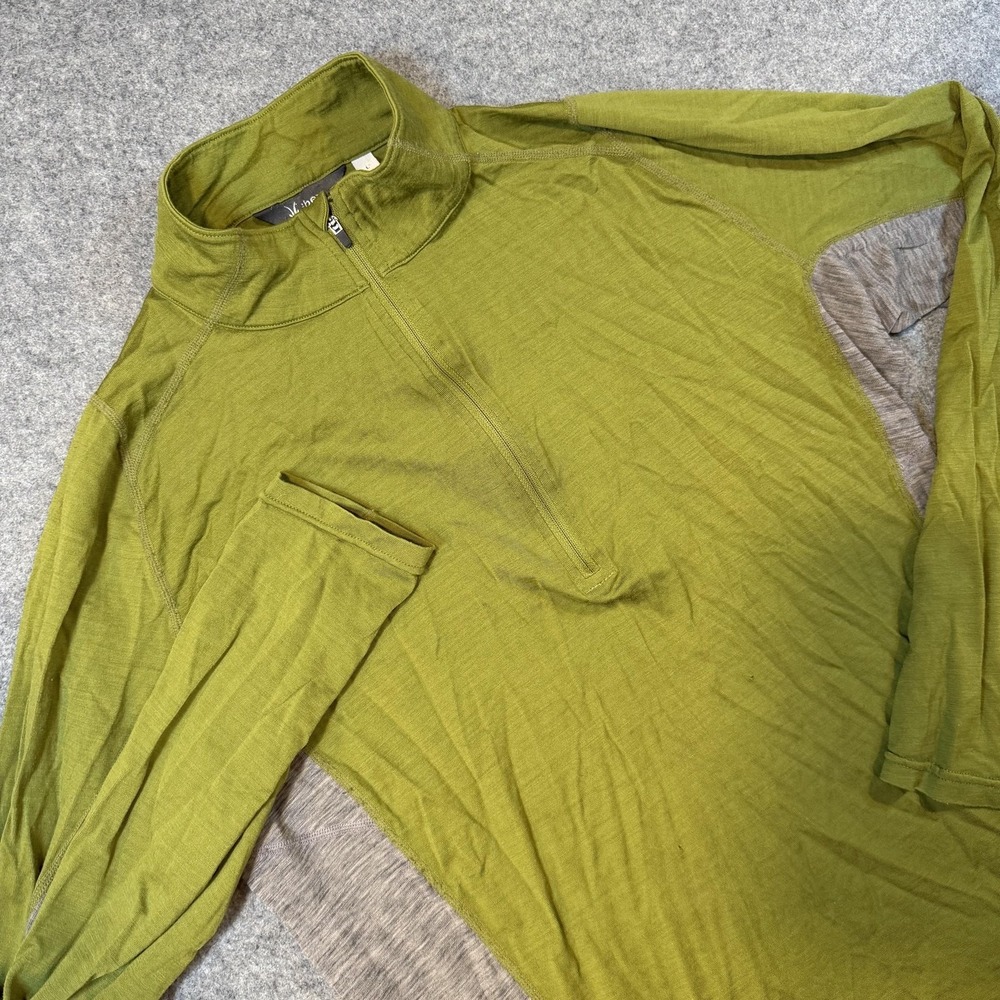 Ibex Pullover Mens Large Green Lightweight 1/4 Zip Long Sleeve Base Layer Top